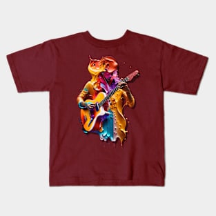 Guitarist Drip Art Kids T-Shirt